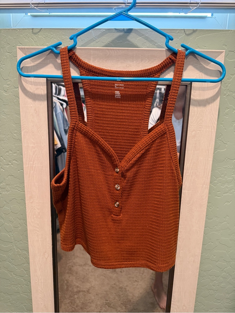Gilly Hicks Rust Brown Knit Button-Front Tank
